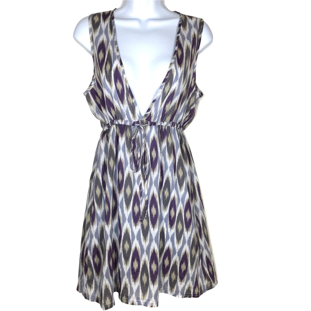 Capelli of New York | Semi Sheer Lightweight Ikat Cotton Sun Dress / Cover Up